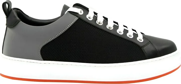 Women's Black Leather Silver Reflective Canvas Sneaker (36 EU / 6 US) - Image 2