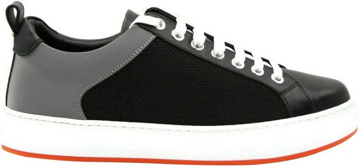 Women's Black Leather Silver Reflective Canvas Sneaker MES9ARA71BK (37 EU / 7 US) - Image 2