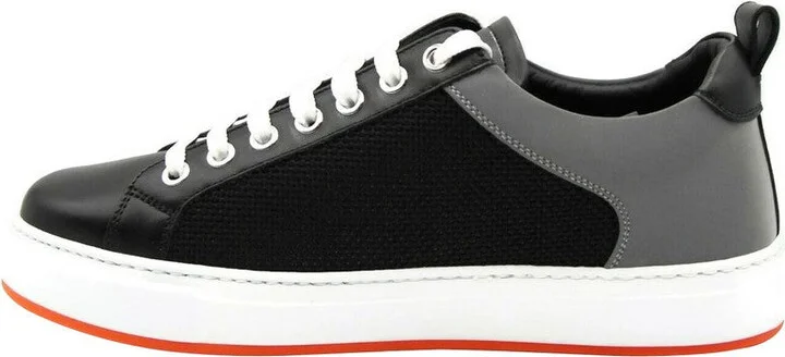 Women's Black Leather Silver Reflective Canvas Sneaker MES9ARA71BK (37 EU / 7 US) - Image 3