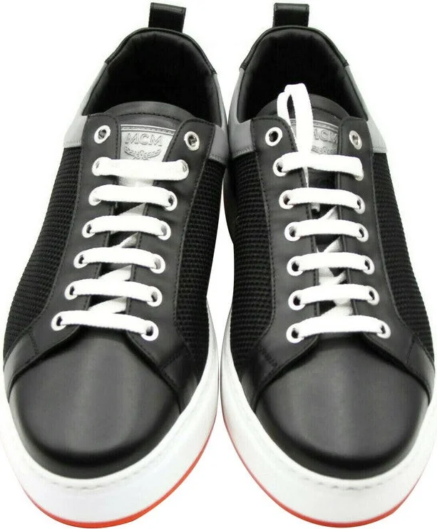 Women's Black Leather Silver Reflective Canvas Sneaker MES9ARA71BK (37 EU / 7 US) - Image 4