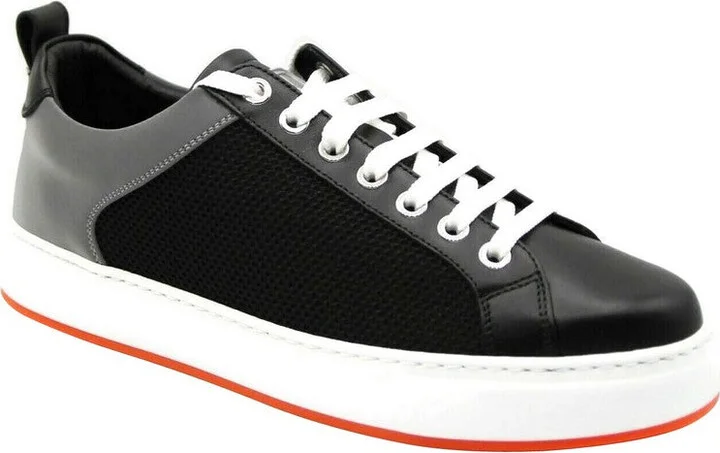 Women's Black Leather Silver Reflective Canvas Sneaker MES9ARA71BK (37 EU / 7 US)