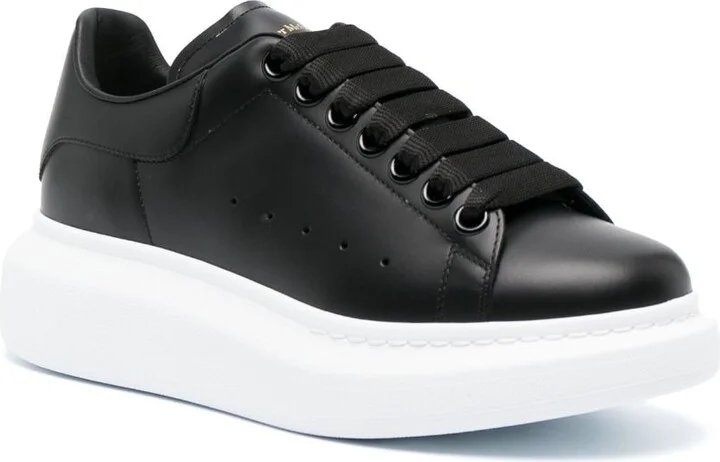 Women's Black Leather Sneakers - Image 3