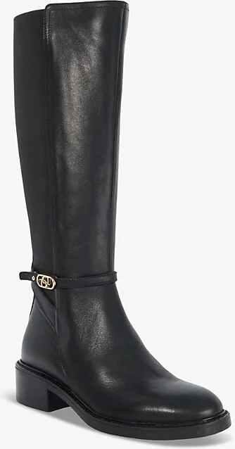 Womens Black Leather Tias Brand-Buckle Knee-High Leather Boots Eur 39 / 6 Uk Women - Image 2