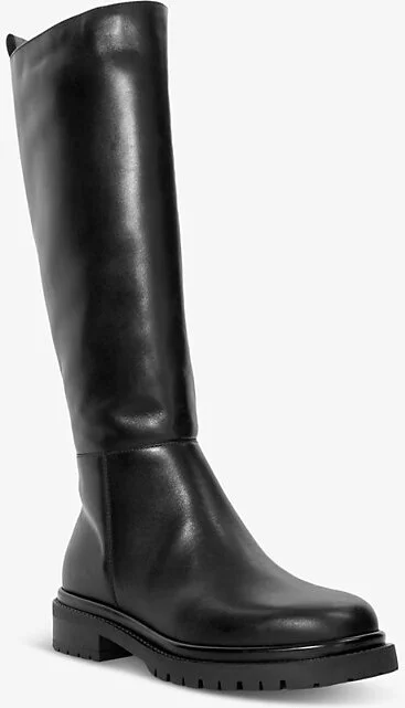 Womens Black Leather Tilings Flat Leather Knee-High Boots Eur 39 / 6 Uk Women - Image 2