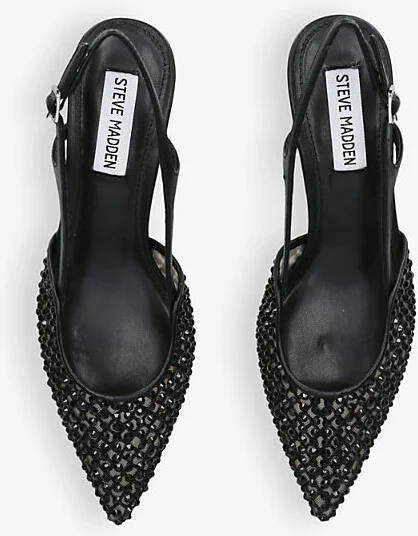 Womens Black Legaci Rhinestone-Embellished Heeled Woven Slingbacks Eur 37 / 4 Uk Women - Image 2