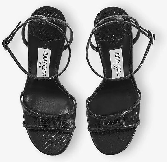 Womens Black Leo 100 Leather Heeled Sandals 10 - Image 2