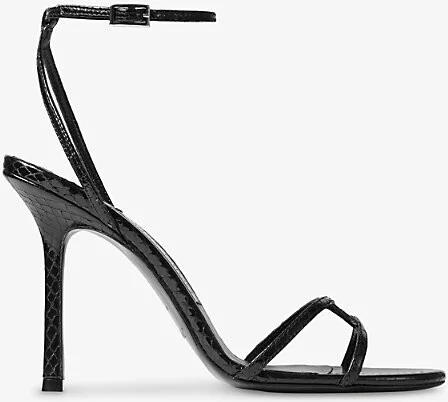 Womens Black Leo 100 Leather Heeled Sandals 10
