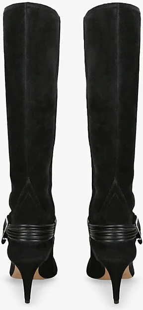 Womens Black Lestany Gz Suede Heeled Knee-High Boots Eur 37 / 4 Uk Women - Image 2