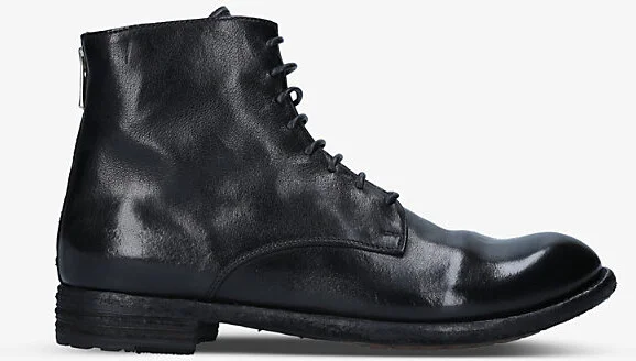 Womens Black Lexicon Chunky-Sole Leather Boots Eur 36 / 3 Uk Women