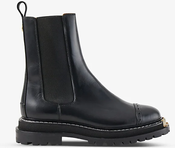 Womens Black Liam Leather Chelsea Boots Eur 38/5 Uk Women