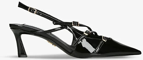 Womens Black Liana Multi-Strap Patent-Leather Slingbacks Eur 41 / 8 Uk Women