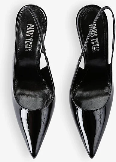 Womens Black Lidia Sling-Back Pointed-Toe Leather Heels Eur 39 / 6 Uk Women - Image 2