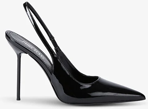 Womens Black Lidia Sling-Back Pointed-Toe Leather Heels Eur 39 / 6 Uk Women