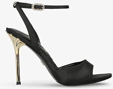 Womens Black Lilian Satin Heeled Sandals Eur 38.5 / 5.5 Uk Women