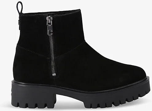 Womens Black Limit Fur Shearling-Lined Suede Ankle Boots Eur 41 / 8 Uk Women