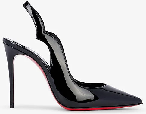 Womens Black/Lin Black Hot Chick Sling 100 Patent-Leather Courts Eur 38/5 Uk Women