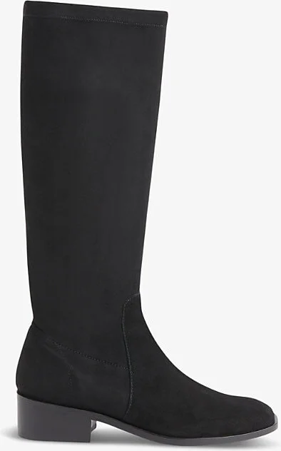 Womens Black Lisa Stretch Heeled Leather Knee-High Boots Eur 37 / 4 Uk Women