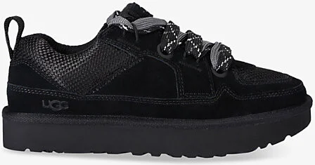 Womens Black Lo Lowmel Suede Low-Top Trainers Eur 37 / 4 Uk Women