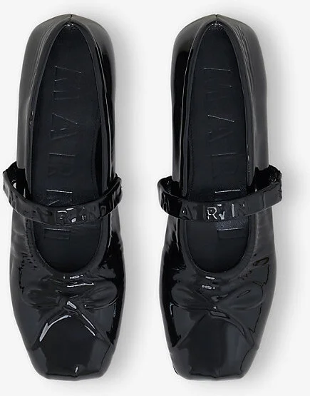 Womens Black Logo-Embossed Patent-Leather Mary Jane Shoes Eur 38/5 Uk Women - Image 2