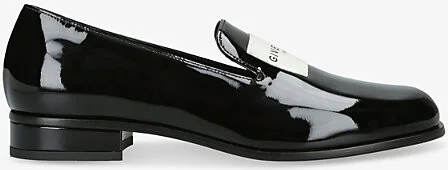 Womens Black Logo Patent-Leather Loafers Eur 41 / 8 Uk Women