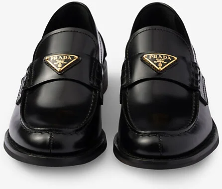 Womens Black Logo-Plaque Brushed Leather Loafers Eur 40.5 / 7.5 Uk Women - Image 2