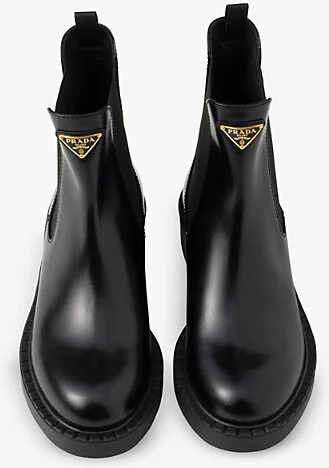 Womens Black Logo-Plaque Leather Chelsea Boots Eur 37.5 / 4.5 Uk Women - Image 2