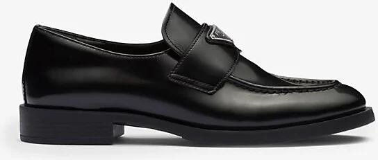 Womens Black Logo-Plaque Leather Loafers Eur 35 / 2 Uk Women