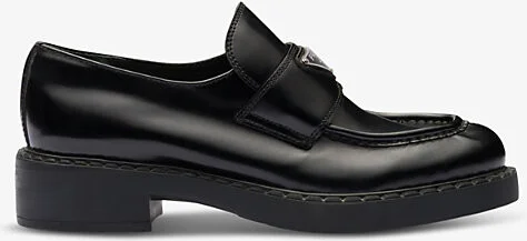 Womens Black Logo-Plaque Leather Loafers Eur 36.5 / 3.5 Uk Women