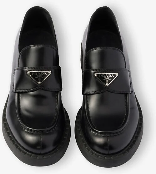 Womens Black Logo-Plaque Leather Loafers Eur 40.5 / 7.5 Uk Women - Image 2