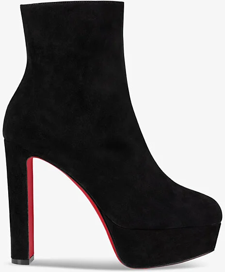 Womens Black Loo Booty 130 Velour Heeled Ankle Boots Eur 39 / 6 Uk Women