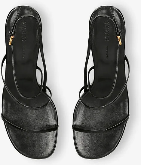Womens Black Loop Heeled Leather Sandals Eur 39 / 6 Uk Women - Image 2