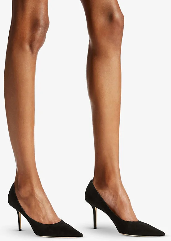 Womens Black Love Pointed-Toe Suede Heels Eur 38/5 Uk Women - Image 2