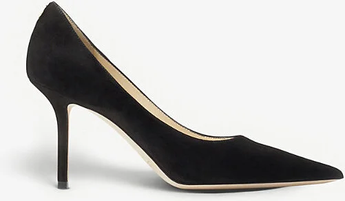 Womens Black Love Pointed-Toe Suede Heels Eur 38/5 Uk Women