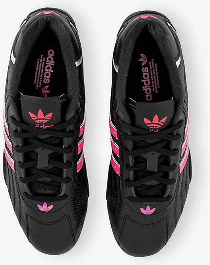 Womens Black Lucid Pink Silver Adi Racer Lo Leather Low-Top Trainers 5.5 - Image 2