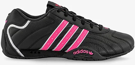 Womens Black Lucid Pink Silver Adi Racer Lo Leather Low-Top Trainers 5.5