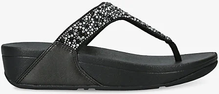 Womens Black Lulu Crystal Rhinestone-Embellished Faux-Leather Sandals Eur 42/ 9 Uk Women