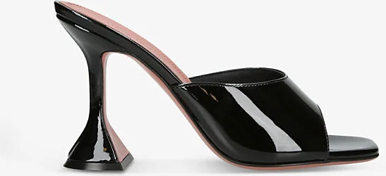 Womens Black Lupita Glass Square-Toe PVC Heeled Mules Eur 41.5 / 8.5 Uk Women