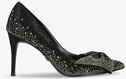 Womens Black Luscious Bow-Front Diamante-Embellished Heels Eur 36 / 3 Uk Women