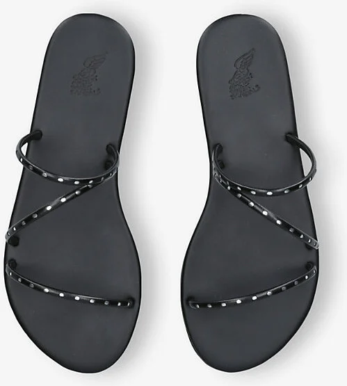 Womens Black Lynx Flat Leather Sandals Eur 37 / 4 Uk Women - Image 2