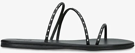 Womens Black Lynx Flat Leather Sandals Eur 37 / 4 Uk Women