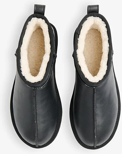 Womens Black Mable Shearling-Lined Leather Slippers Eur 40 / 7 Uk Women - Image 2