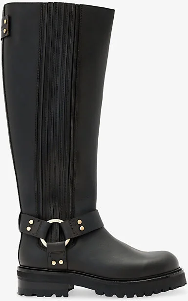 Womens Black Maddie Leather Knee-High Boots Eur 37 / 4 Uk Women