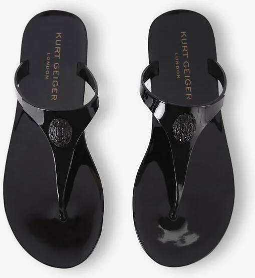 Womens Black Maddison Faux-Leather Flat Sandals Eur 40 / 7 Uk Women - Image 2