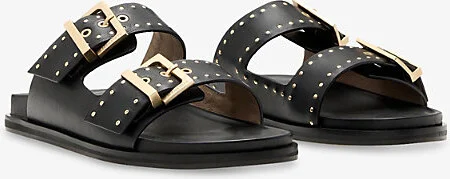 Womens Black Magda Flat Leather Sandals Eur 40 / 7 Uk Women - Image 2