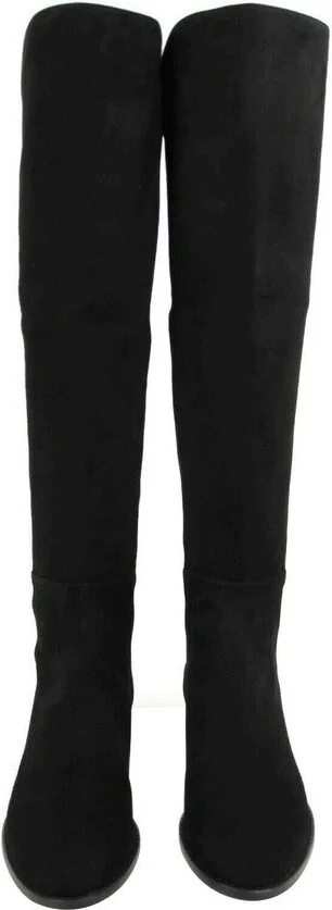 Women's Black Mainline Suede Hidden Wedge Knee-High Boot - Image 3