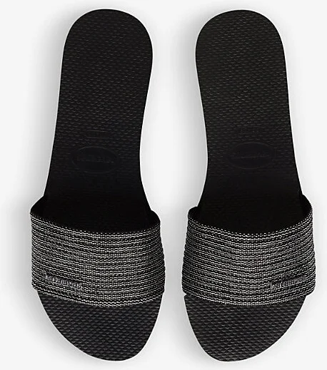 Womens Black Malta Cool Almond-Toe Rubber Flip-Flops 1/2 - Image 2