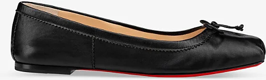 Womens Black Mamadrague Bow-Embellished Leather Flats Eur 38.5 / 5.5 Uk Women