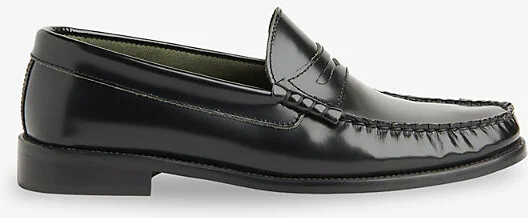 Womens Black Manny Slip-On Leather Loafers Eur 37 / 4 Uk Women