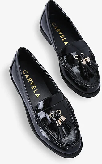 Womens Black Manor Tassel Faux-Leather Loafers Eur 38/5 Uk Women - Image 2