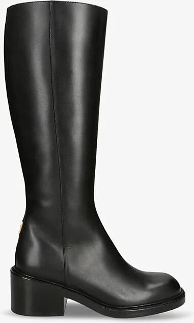 Womens Black Marcie Block-Heel Leather Knee-High Boots Eur 40 / 7 Uk Women